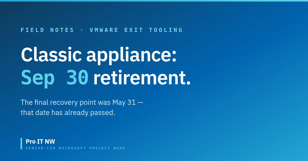 Azure Migrate classic appliance retires September 2026 — Pro IT NW
