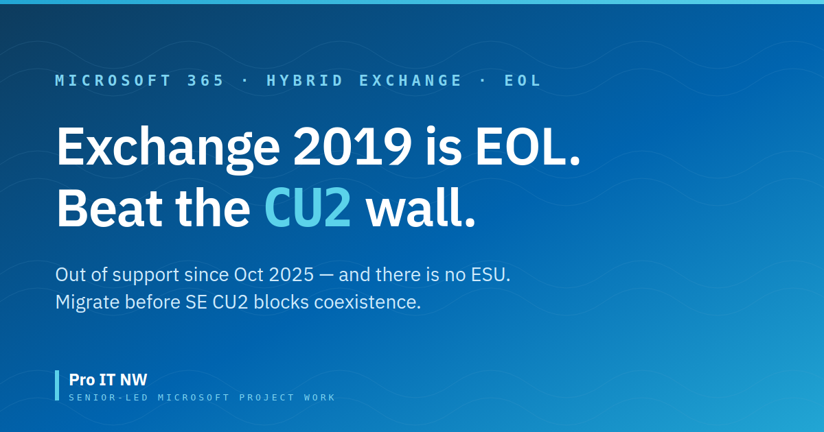 Exchange SE CU2: the coexistence deadline after EOL — Pro IT NW